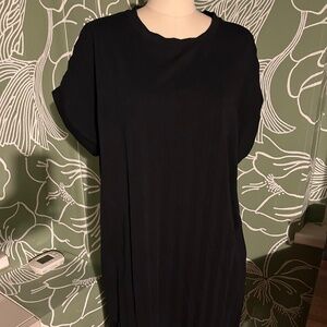 ELK Permanent Pleat Dress Short Sleeves Black